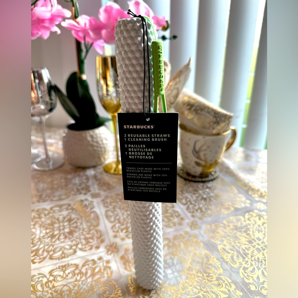 ✨ Starbucks ✨ Reusable Plastic Straws Venti Cup Cleaning Brush Studded Holder